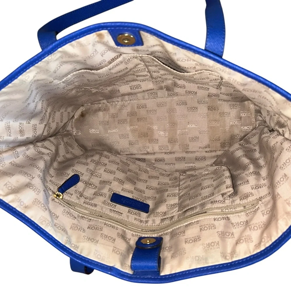 Michael Kors Blue and Beige Handbag